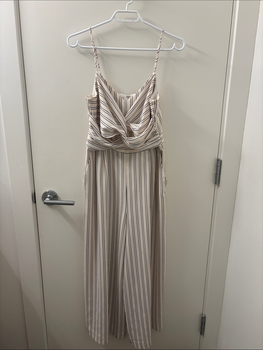 Cream and Navy Striped Wide-Leg Jumpsuit by Ever New Melbourne